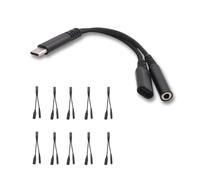 USB-C to 3.5mm Headphone Jack & Charger Splitter - 2-in-1 Audio and Charging Adapter - 13.5cm Cable - USB Type-C Aux Dongle for Dell XPS 13 / XPS 15, for HP Spectre x360 / Envy BLACK (10 Pack)