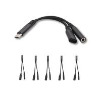 USB-C to 3.5mm Headphone Jack & Charger Splitter - 2-in-1 Audio and Charging Adapter - 13.5cm Cable - USB Type-C Aux Dongle for Dell XPS 13 / XPS 15, for HP Spectre x360 / Envy BLACK (5 Pack)