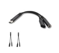 USB-C to 3.5mm Headphone Jack & Charger Splitter - 2-in-1 Audio and Charging Adapter - 13.5cm Cable - USB Type-C Aux Dongle for Lenovo Yoga Slim / ThinkPad X1 Carbon / IdeaPad 5 Pro BLACK (2 Pack)