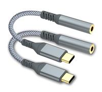 USB-C to 3.5mm headphone jack, Type-C to 3.5mm headphone AUX digital audio adapter, compatible with iPhone 16/15 Pro/Pro Max, Samsung Galaxy, iPad Pro, Xiaomi and other Type-C devices (2PCS)