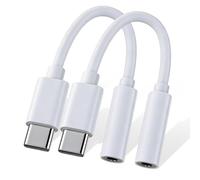 USB C to 3.5mm Jack, 2 Packs Type C to 3.5mm Headphone Aux Digital Audio Earphone Adaptor Compatible with iPhone 16/15 Pro/Pro Max,Samsung Galaxy S24/S23/S22/S21Ultra,and More Type C Devices