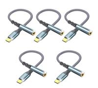USB C to 3.5mm Jack, 5 Packs Type C to 3.5mm Headphone Aux Digital Audio Earphone Adaptor, Aux to USB C Earphone Adapter for Samsung Galaxy Pixel, iPad Pro, HUAWEI, Xiaom, and More Type C Devices