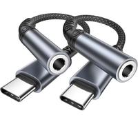 USB C to 3.5mm Jack Audio Adapter 2 Pack, 3.5mm to USB C Headphone Adapter USBC to Headphone Jack Earphone Adaptor, Aux Nylon Type C headphone Adapter for Apple iPhone 17/16/15, iPad, Samsung, Xiaomi