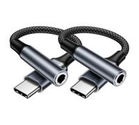 USB C to 3.5mm Jack Audio Adapter 2 Pack, USB C to Headphone Jack Adapter Nylon Type C to Aux to usb c adapter for iPhone 17 16 15 Pro Max Plus,iPad Pro/Air,Samsung Galaxy 25 24 23,Pixel,Huawei,Xiaomi