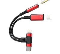 USB C to 3.5mm Jack Audio Adapter Aux Lightning Cable for iPhone 17 16 15 14 13 Pro Max Compatible with Samsung S26 S25 S24 Headphones Splitter Earphones Type C Charging Dual Fast Stereo Plug Charger