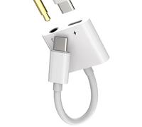 USB C to 3.5mm Jack Headphone Adapter 2in1 DAC Type C Audio Charger Splitter Aux Cable for iPhone15 16 Pro Max compatible for Samsung for Apple iPad Port Dongle Earphone Adaptor Car Charging Converter