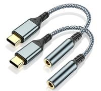 USB C to 3.5mm Jack, Type C to 3.5mm Headphone AUX Digital Audio Headphone Adapter, Compatible with Samsung Galaxy, iPad Pro, Xiaomi and other Type-C devices (2PCS)