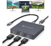 USB C to 3 HDMI Adapter 4K60Hz HDMI Splitter Extended Display 3 Monitors MST HUB USBC Splitter 1 in 3 Out with 100W PD Charging, Compatible with Laptop,PC,USB-C Graphics Card