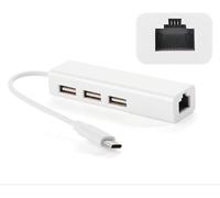 USB C to 3 x USB A and RJ45 Ethernet LAN Adapter Hub Cable Mac USB-C Network for Win XP/8/10/ MACOS