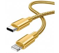 USB-C to 8-Pin Charging Cable, Fast Charge & Data Sync, Double Braided Nylon Charger Cord, Compatible with Apple MagSafe Duo Charger, Gold, 1m (3.3 ft) Charging Cable