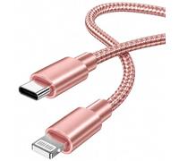 USB-C to 8-Pin Charging Cable, Fast Charge & Data Sync, Double Braided Nylon Charger Cord, Compatible with Apple AirPods Max, Rose Gold 1m (3.3 ft) Charging Cable