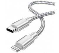 USB-C to 8-Pin Charging Cable, Fast Charge & Data Sync, Double Braided Nylon Charger Cord, Compatible with Apple MagSafe Duo Charger, Silver 2m (6.6 ft) Charging Cable