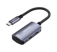 USB C to AR Glasses with Charging Adapter, Type C to Monitor and Charging Converter 100W PD, 4K @ 60Hz Compatible with iPhone 15/16 Viture/Rokid/Xreal AR Glasses (Dual USB C)