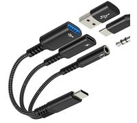USB C to Aux Adapter USB A Jack 3.5mm Cable Type C Adaptor Audio Splitter Charger for iPhone 17 16 Pro Max MacBook Plug Connector for Apple Charging Data 3.0 Thunderbolt Dongle for iPad DAC Dual Port