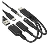 USB-C to Aux Adapter USB A Jack 3.5mm Headphone Cable Type-C Adaptor Converter for Apple Audio Splitter Dual Port Connector Plug for ipad Charger Data 3.0 for iPhone 17 16 Compatible with Samsung DAC