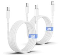 USB C to C Charger Cable 3M, 60W Braided Long Apple USBC Fast Charging Cable 10ft for iPhone 17/17 Pro/16/16 Pro/16 Pro Max/15/15 Pro/15 Plus, MacBook, iPad Pro Air/Mini/6Gen/Samsung