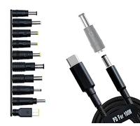 USB C to DC Adapters 10PCS Power Plug Kit, Universal Charger Supply 100W PD Power Cable & 5.5x2.1mm Round Barrel Jack for Sony Toshiba Samsung Acer Asus Lenovo Dell HP Laptop Charging Connector Tips