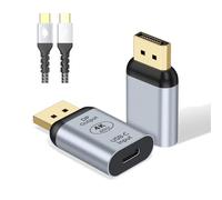USB C to DisplayPort Adapter with 3.3FT USB C Video Cable, 4K@60Hz USB Type C Female to DP Male Converter, Support 4K@60Hz 2K@120Hz HDR 3D Thunderbolt 3 to DP for i-/Phone 17, MacBok, Galaxy - 1 Pack