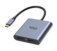 USB C to Dual DP 4K @ 60Hz, Type C Hub Adapter Thunderbolt 4 to DisplayPort Converter for LenovoYoga 920/Thinkpad T480, Dell XPS 13/15