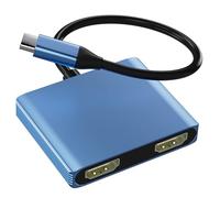 USB C to Dual HDMI Adapter, 4K@60Hz HD MI Splitter Dual for Monitors, HDMI Splitter Extended Display for Laptop, MacBook Pro/Air, iPad, Surface, Dell, Lenovo(Blue)