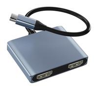 USB C to Dual HDMI Adapter, 4K@60Hz HDMI Splitter Dual for Monitors, Dual HDMI Adapter, HDMI Splitter Extended Display, HDMI Adapter for Laptop, MacBook Pro/Air, iPad, Surface, Dell, Lenovo(grey)