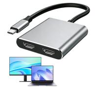 USB C to Dual HDMI Adapter 4K@60Hz HDMI Splitter for Dual Monitors Type C to HDM Adapter Out Extended Display for Laptop MacBook Pro/Air Dell Surface Lenovo, Plug and Play Multiport Converter