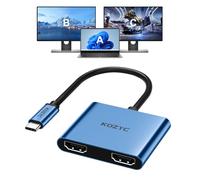 USB C to Dual HDMI Adapter 4K@60hz, Type C to HDMI Splitter Extended Display for MacBook/MacBook Pro Air Dell XPS13/15, Samsung Galaxy S9 [MST Mode (Extended displays) Only for Win OS], Blue