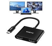 USB C to Dual HDMI Adapter 4K@60hz, Type C to HDMI Splitter Extended Display for MacBook/MacBook Pro Air Dell XPS13/15, Samsung Galaxy S9 [MST Mode (Extended displays) Only for Win OS], Black