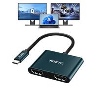 USB C to Dual HDMI Adapter 4K@60hz, Type C to HDMI Splitter Extended Display for MacBook/MacBook Pro Air Dell XPS13/15, Samsung Galaxy S9 [MST Mode (Extended displays) Only for Win OS], Green