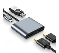 USB C to Dual HDMI Adapter, 4K@60Hz USB C Hub Multiport Adapter with 100W PD, USB-A, Support C to 2 HD Splitter Extended Display for Type C Devices (MST is not Supported on MacOS)