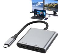 USB C to Dual HDMI Adapter - Docking Station 4K @ 60hz for Laptop HP Dell Surface Lenovo Thinkpad MacBook Pro Air and More