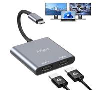 USB C to Dual HDMI Adapter, HDMI Splitter for Dual Monitors, USB C to Dual Monitor Adapter Multiport, Dual HDMI Adapter for 2 Monitors for usb c portlaptop and tablet(Single 4K@60Hz and Dual 4K@30Hz)