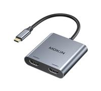 USB C to Dual HDMI Adapter, MOKiN 2 IN 1 Dual HDMI Monitor Adapter 4K@60Hz,USB C Hub to 2 HDMI Splitter Dual Monitors for MacBook/Chromebook Pixel/Lenovo/Surface