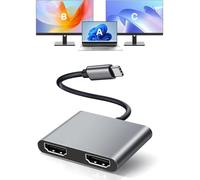 USB C to Dual HDMI Adapter, with 2 4K@60Hz HDMI Docking Station, Type C to HD Splitter for 2 Monitors, Suitable for MacBook Air/Pro, Dell, HP, Lenovo, Chromebook, Surface USB Type C Laptops