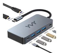 USB C to Dual HDMI Docking Station, 7-in-1 Dual Minitors Type C Hub with 3 USB-A 3.0, USB C Data and 100W PD, Compatible for MacBook Air/Pro, laptops (7 in 1 2HDMI+3USB3.0)