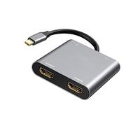 USB C to Dual HDMI Multiport Adapter with PD 100W Fast Charging, YMY 4 in 1 USB Type C to Dual Monitors Multifunction Converter Compatible Thunderbolt 3 for MacBook Pro Air Lenovo Dell HP Chromebook