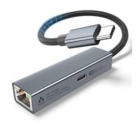 USB-C to Ethernet Adapter 60W PD - USB-C LAN Adapter 1Gbps Gigabit (Thunderbolt 3/4) to RJ45 Network Adapter Compatible with Laptop, MacBook Pro/Air, Dell XPS, Chromebook, Surface Book