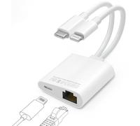 USB C to Ethernet Adapter,Apple MFi Certified Lightning to 10/100 Gigabit Ethernet Internet Adapter, 2 in 1 RJ45 LAN Network Dongle with PD Charging Prot for iPhone iPad Samsung Android MacBook Laptop