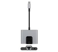 USB C To Ethernet Adapter, Gigabit Speed Charging Hub, Multiport 3.5mm Earphone Jack Supports Voice Calls Laptop Type C To Ethernet Adapter, for Computer Phone Travel Home Workplace