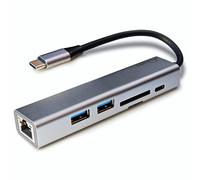 USB C to Ethernet Adapter with PD Power+ USB A 3.0 5Gbps,SD/TF,100W Power Delivery,USBC hub,6 in 1,Type C Charging,Aluminum,USBC hub RJ45 Gigabit Ethernet Compatible with Laptop, MacBook Air/Pro