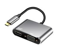 USB C to HD VGA Adapter, 4K HD/1080P VGA USB-C 2-in-1 Hub Thunderbolt 3 to HD VGA Converter for MacBook/Pro/Air, Chromebook Pixel, Dell XPS 13/15, Samsung Galaxy S22/S21/S20, More