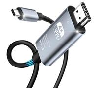 USB C to HDMI 4K 60Hz Cable, Type C UHD Video Adapter for Apple iPhone 15/16 Pro Max, iPad Pro/Air, MacBook Pro/Air, Surface, Samsung Galaxy, 2 m