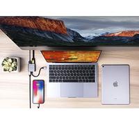 USB C to Hdmi 4k, USB-A 3.0 and 60W USB-C Adaptor | 3-In-1 Adapter for Macbook,Ultrabook, Chromebook, USBC Devices | Hyperdrive by Sanho | Space Grey