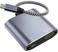 USB C to HDMI Adapter, 4K@30Hz USB Type-C to HDMI Female Adapter with 100W PD Charging [Thunderbolt 3/4 Compatible], Compatible for iPhone 15/15Pro, MacBook Pro, Air, iPad Pro, XPS, etc (Grey)