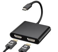 USB C to HDMI Adapter, Dual HDMI Adapter for 2 Monitors, 4K@60Hz, Compatible with MacBook Pro (2016-2023), Laptop, HP, Dell, Surface, Lenovo, MacBook (Black)