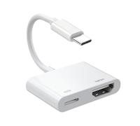 USB C to HDMI Adapter for iPh-one 15 to TV, 2-in-1 Type C to HDMI with 100W Fast Charge, USB C HDMI Adapter 4K@30Hz, (Thunderbolt 3 Compatible) USB C Hub for iPh-one 15 Pro, Mac-Book, Sam-sung S24