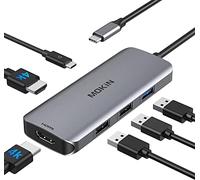 USB C to HDMI Adapter, USB C Hub to Dual HDMI, 6 in1 Thunderbolt 3 to HDMI with 2 HDMI Ports 4K,3 USB Port,Power Delivery Type C Port Compatible for MacBook,Surface Book Pro and More