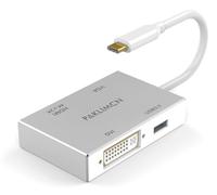 USB C to HDMI DVI VGA USB 3.0 Adapter,USB 3.1 Type-C 4in1 Hub to HDMI DVI 4K VGA USB Adaptor Converter (Thunderbolt 3 Compatible), USB-C Adapter for MacBook/MacBook Pro air/Surface pro
