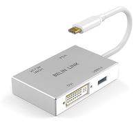 USB C to HDMI DVI VGA USB3.0 Adapter,USB 3.1 Type-C 4in1 Hub to HDMI DVI 4K VGA USB Adaptor Converter (Thunderbolt 3 Compatible), USB-C Adapter for MacBook/MacBook Pro air/Surface pro