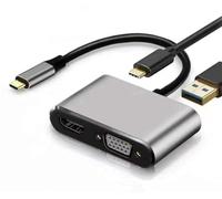 USB C to HDMI Multi Adapter, 4-in-1 USB C to HDMI VGA Adapter with PD Charging and USB 3.0 Port, Compatible with MacBook Pro, Surface, Dell, HP, and More